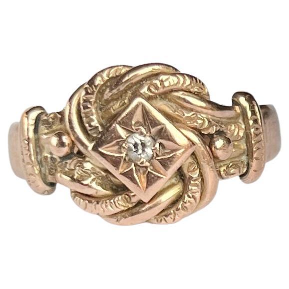 Art Deco Diamond and 9 Carat Gold Lover's Knot Ring For Sale