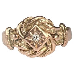 Antique Art Deco Diamond and 9 Carat Gold Lover's Knot Ring