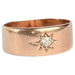 Art Deco Diamond and 9 Carat Rose Gold Solitaire Band