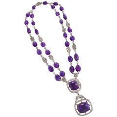 Art Deco Diamond and Amethyst Necklace