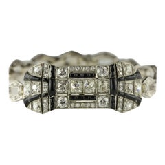 Art Deco Diamond and Black Enamel Link Bracelet