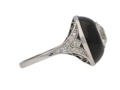 Art Deco diamond and black enamel ring, circa 1925.