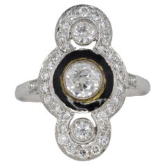 Art Deco Diamond and Black Onyx Ring