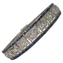 Art Deco Diamond and Blue Sapphire Bracelet