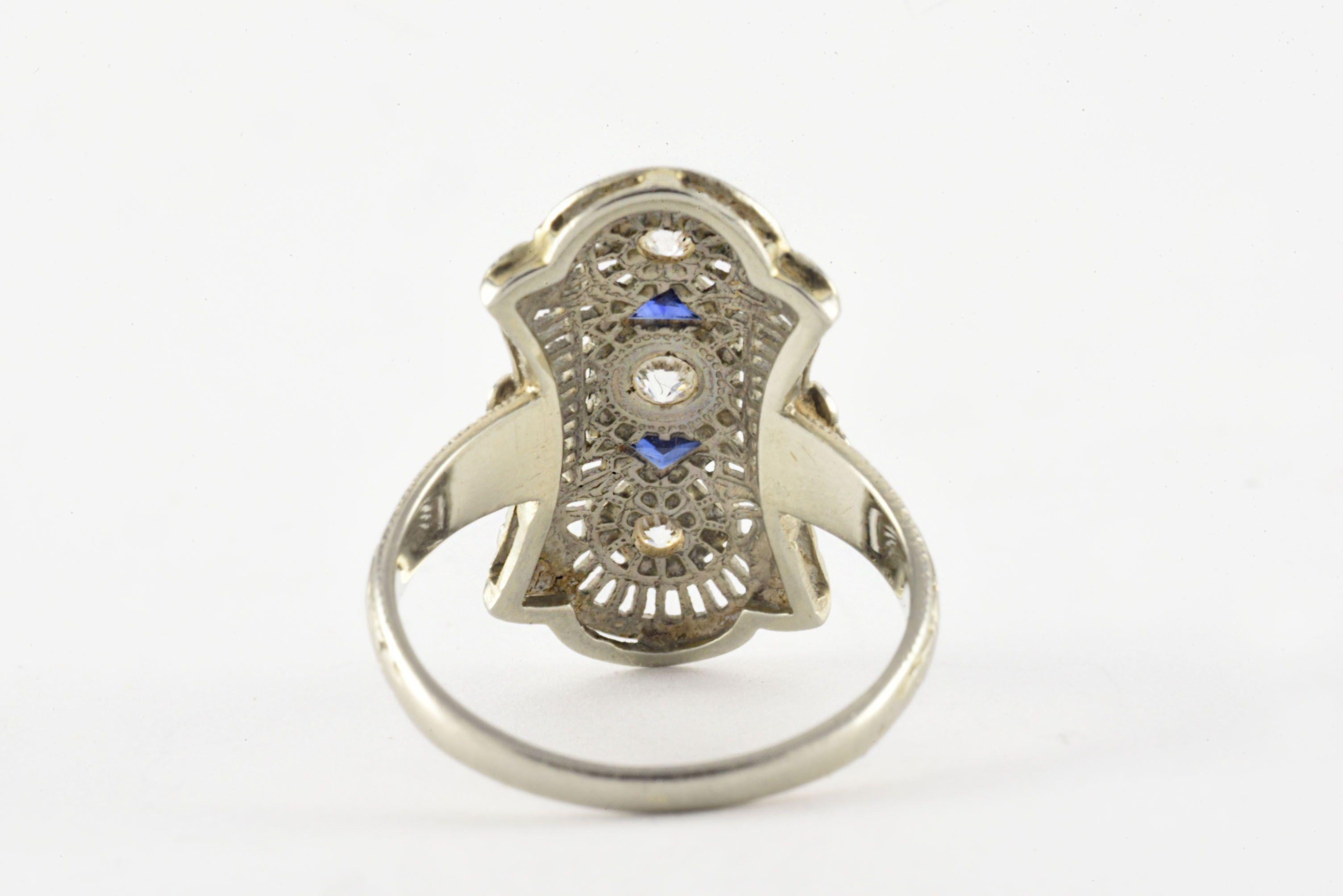 art deco navette ring