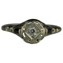 Art Deco Diamond and Blue Sapphire Three-Stone Ring
