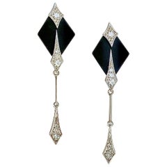 Art Deco Diamond and Ceramic Chandelier Earrings