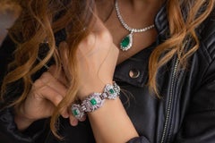 Certificated Art Deco Diamond and Colombian Emerald Bracelet