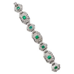 Art Deco Diamond and Colombian Emerald Bracelet