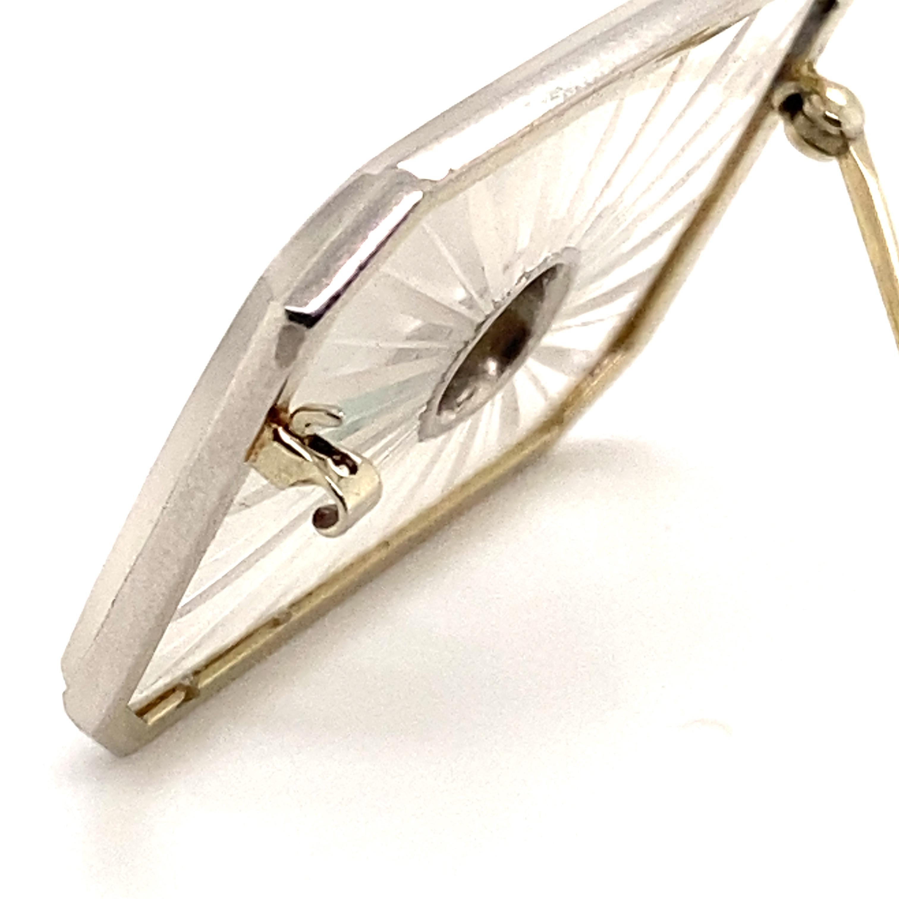 Art Deco Diamond and Crystal Quartz Brooch in Platinum 950 For Sale 6