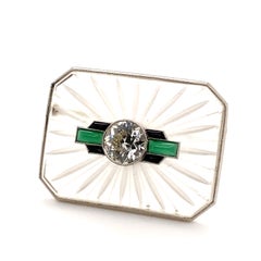 Art Deco Diamond and Crystal Quartz Brooch in Platinum 950