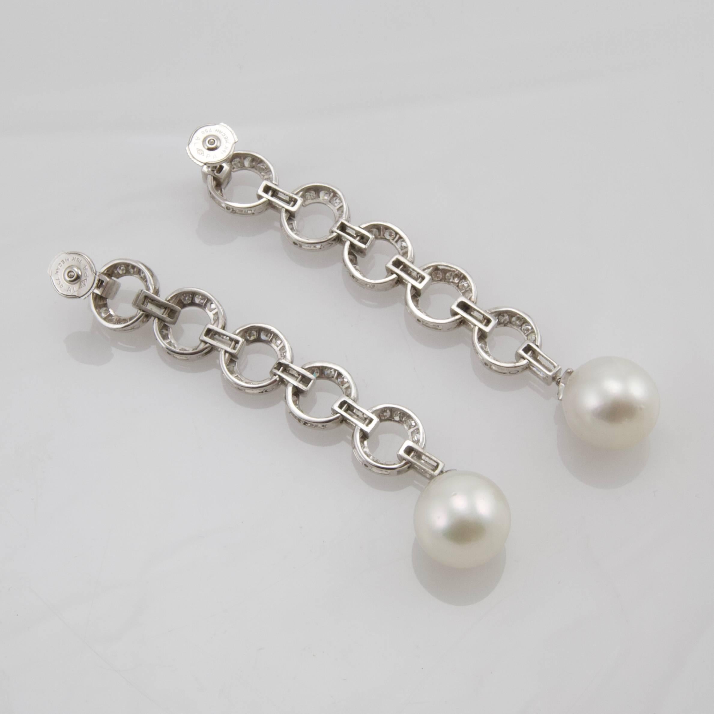 Art Deco Diamond and Cultured-Pearl Earrings from Paris, 1925 For Sale 1