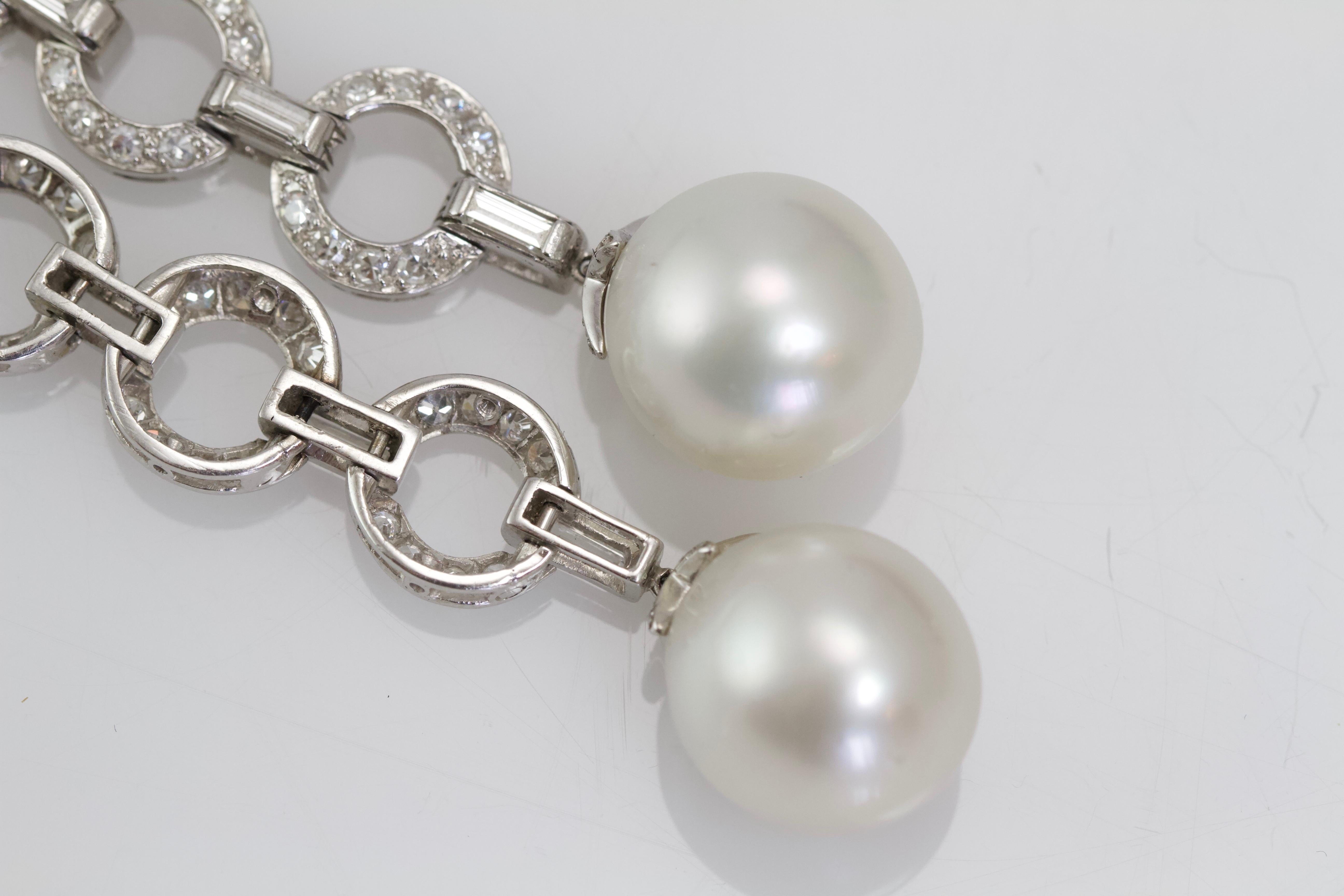 Art Deco Diamond and Cultured-Pearl Earrings from Paris, 1925 For Sale 4