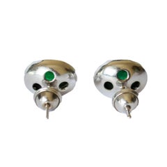 Art Deco Diamond and Emerald 18K Gold  Earrings