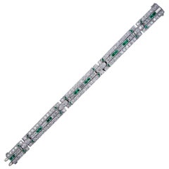 Art Deco Diamond and Emerald Bracelet