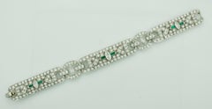 Exquisite Art Deco Diamond & Emerald Bracelet in Platinum – Circa 1930s