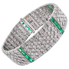 Oscar Heyman Art Deco Diamond and Emerald Bracelet