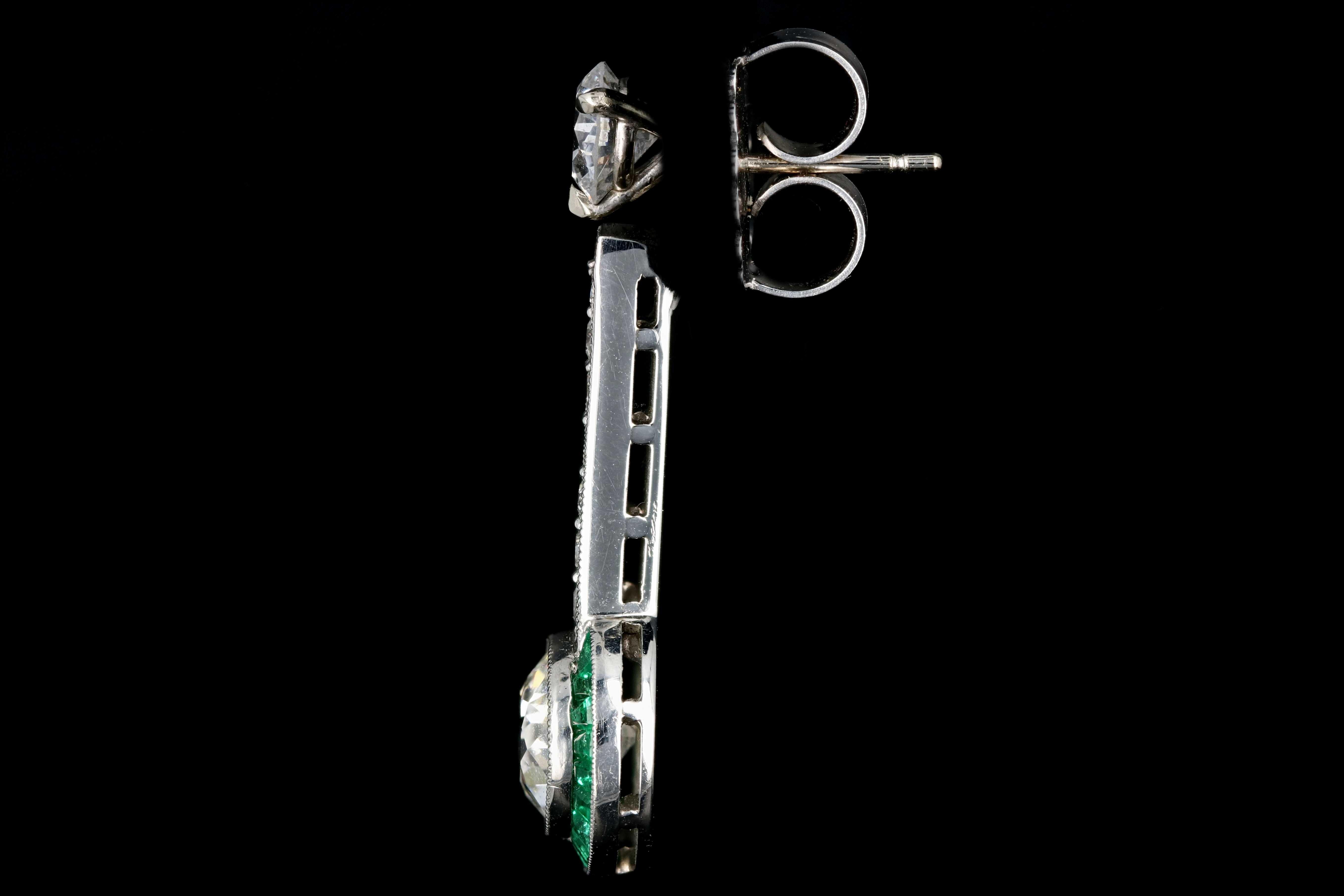 Art Deco Diamond and Emerald Enhancers In Excellent Condition In Cape May, NJ