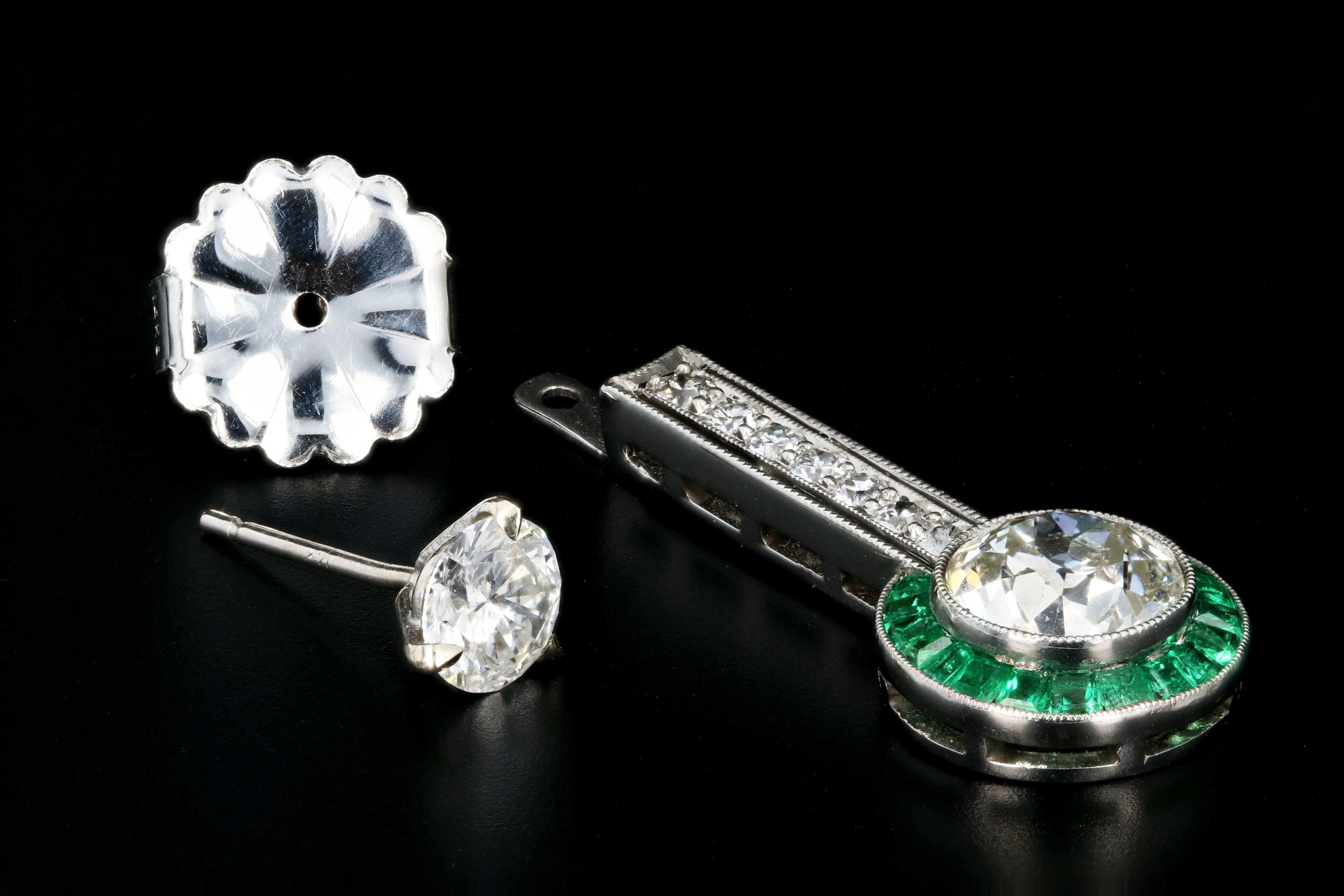 Art Deco Diamond and Emerald Enhancers 1