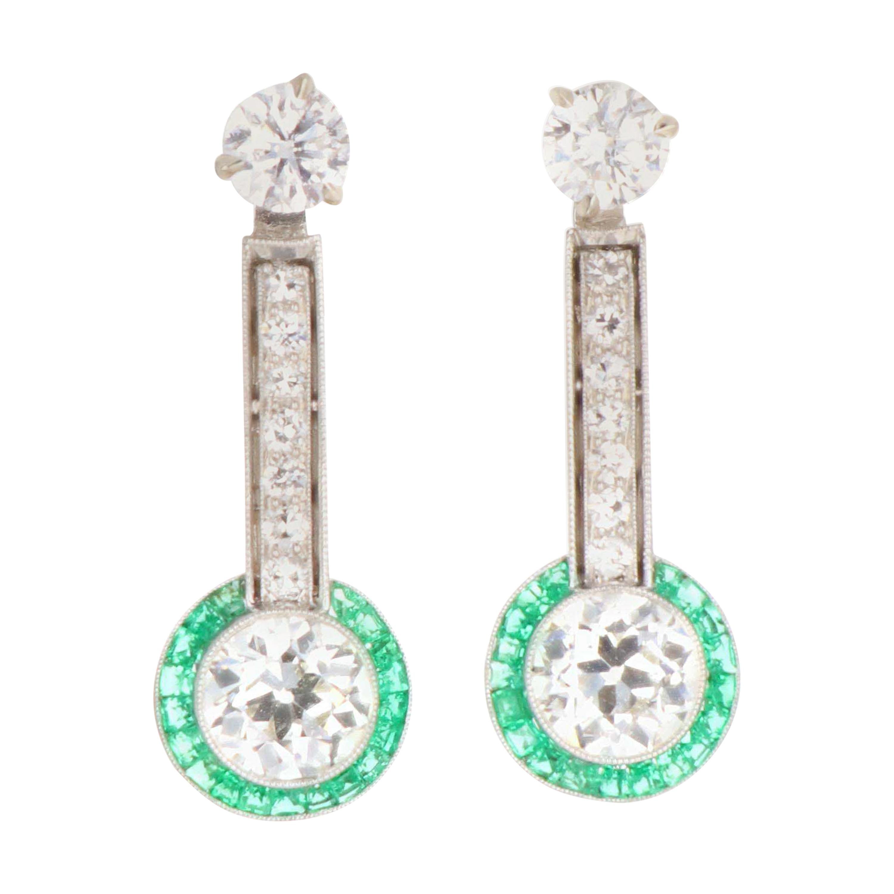 Art Deco Diamond and Emerald Enhancers