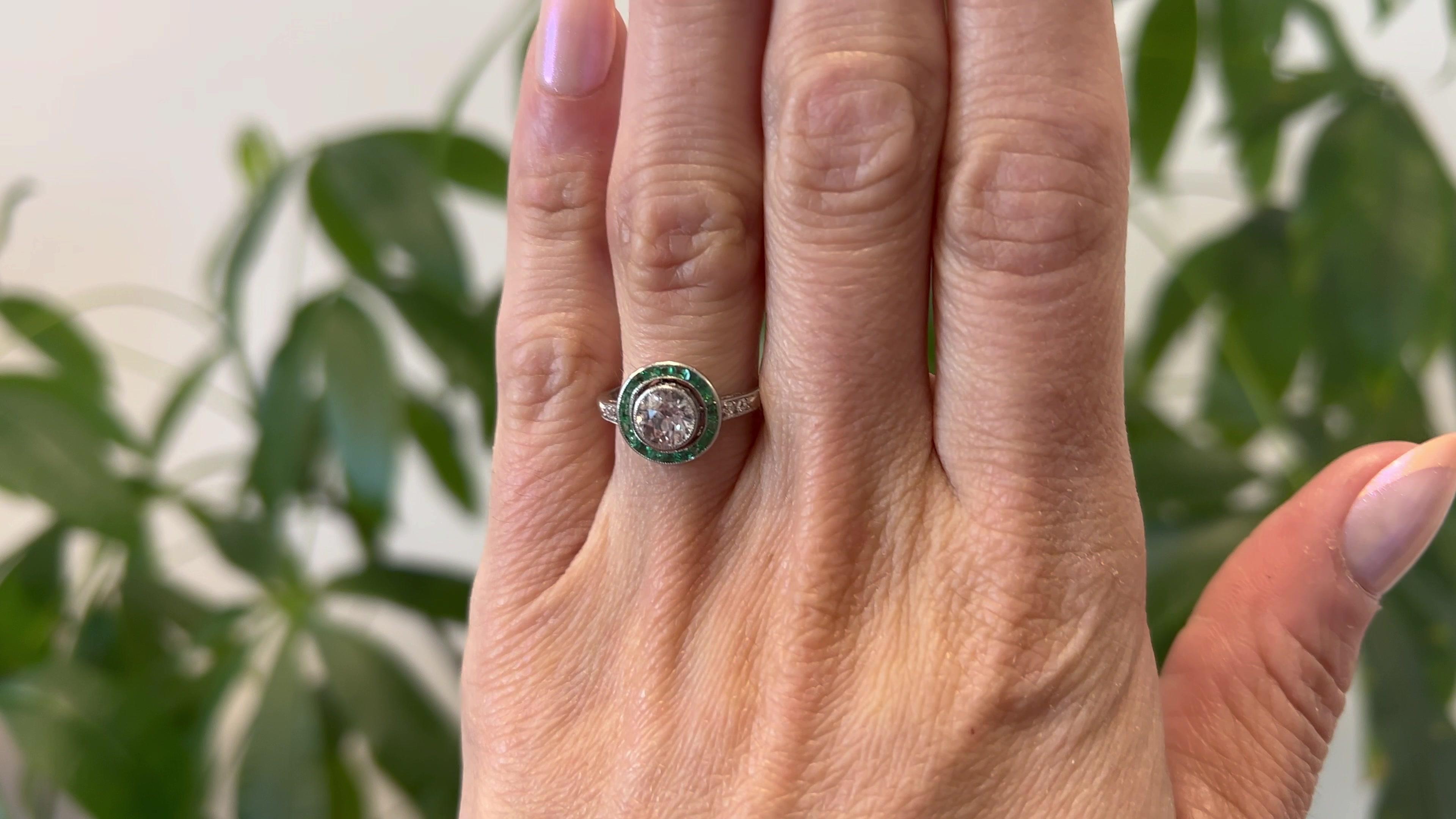 Art Deco Diamant- und Smaragd-Platin-Ring mit Ziel (Art déco)