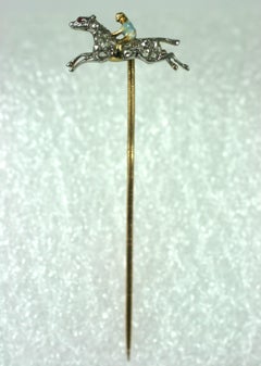 Art Deco Diamond and Enamel Jockey Stickpin