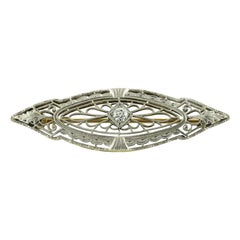 Art Deco Diamond and Filigree Brooch