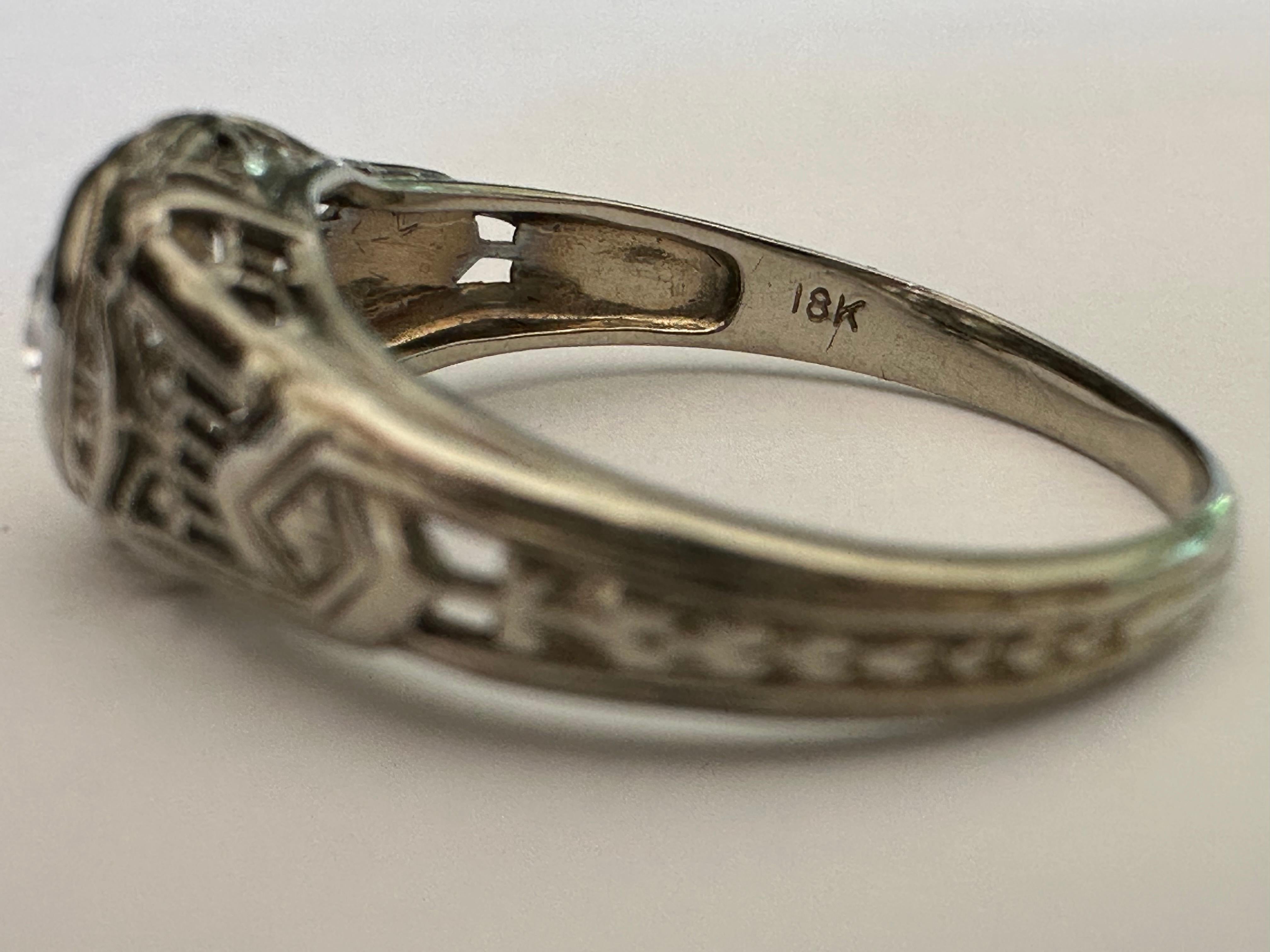 Bague de fiançailles Art déco en filigrane et diamant Bon état - En vente à Denver, CO