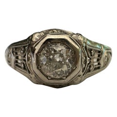 Bague de fiançailles Art déco en filigrane et diamant