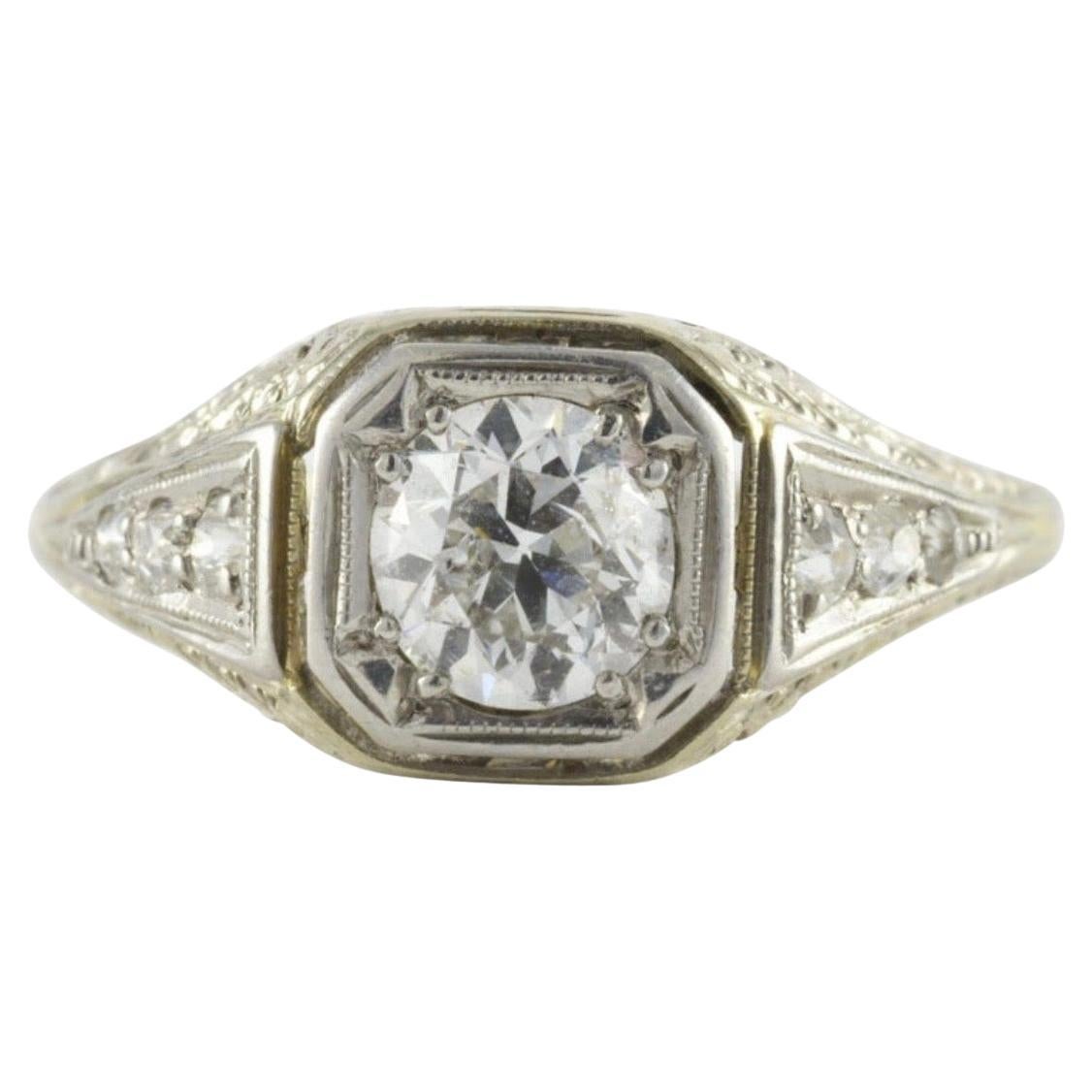 Art Deco Diamond and Filigree Engagement Ring