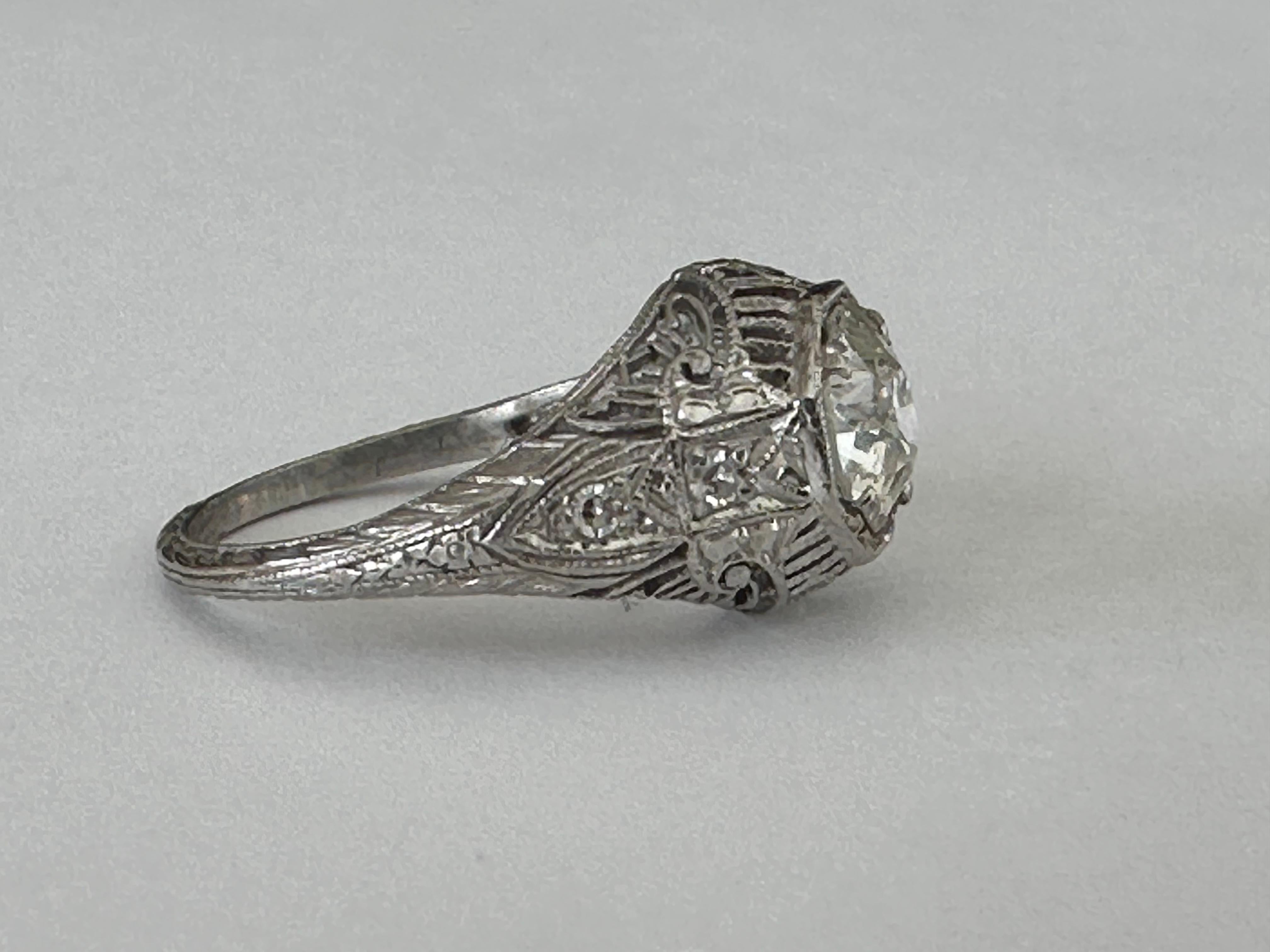 Art Deco Diamond and Filigree Pinky Ring In Good Condition For Sale In Denver, CO