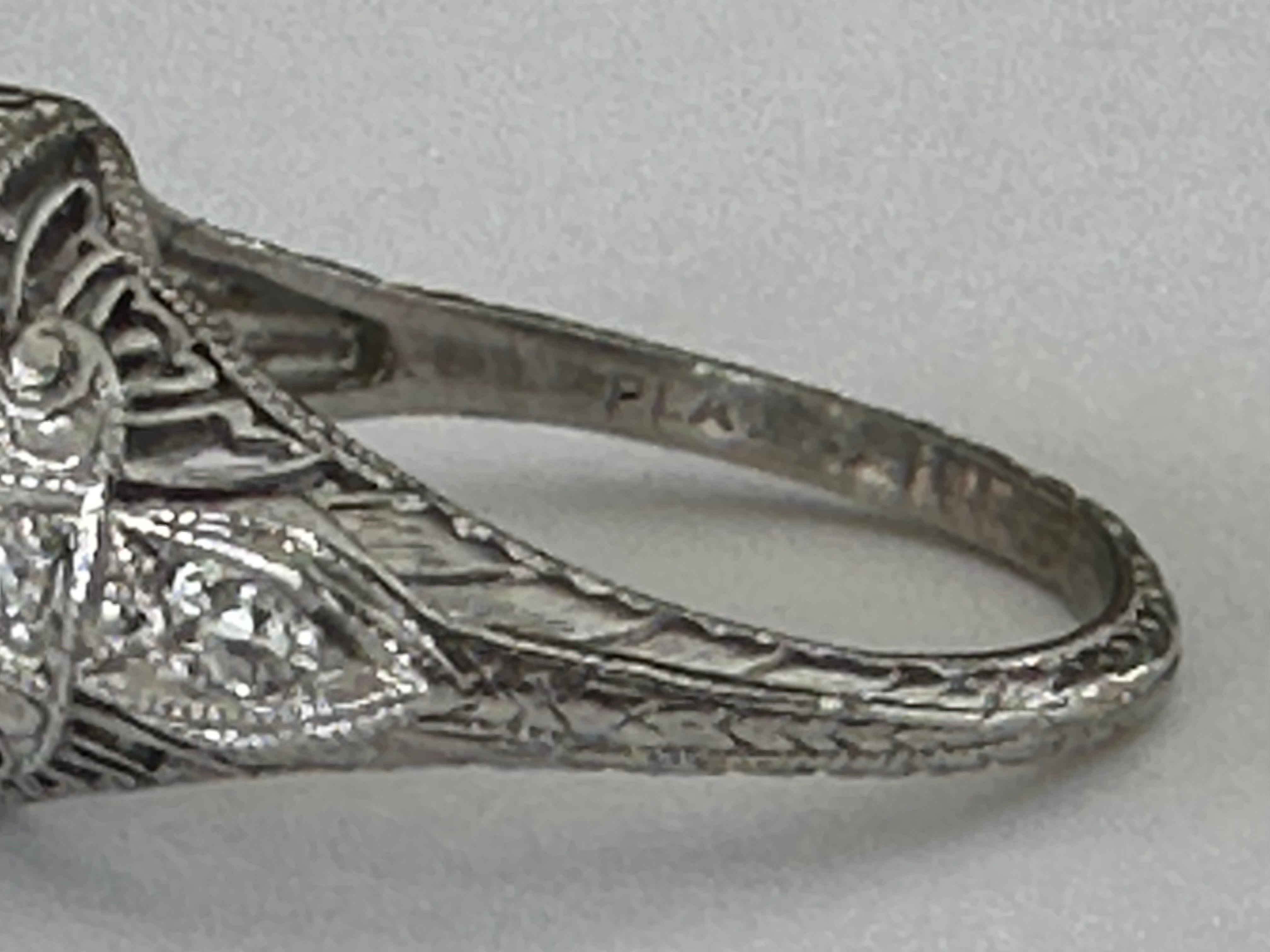 Women's Art Deco Diamond and Filigree Pinky Ring For Sale