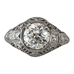 Anello da mignolo in filigrana e diamanti Art Déco