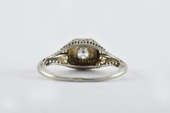 Art Deco 18K White Gold Diamond and Filigree Ring