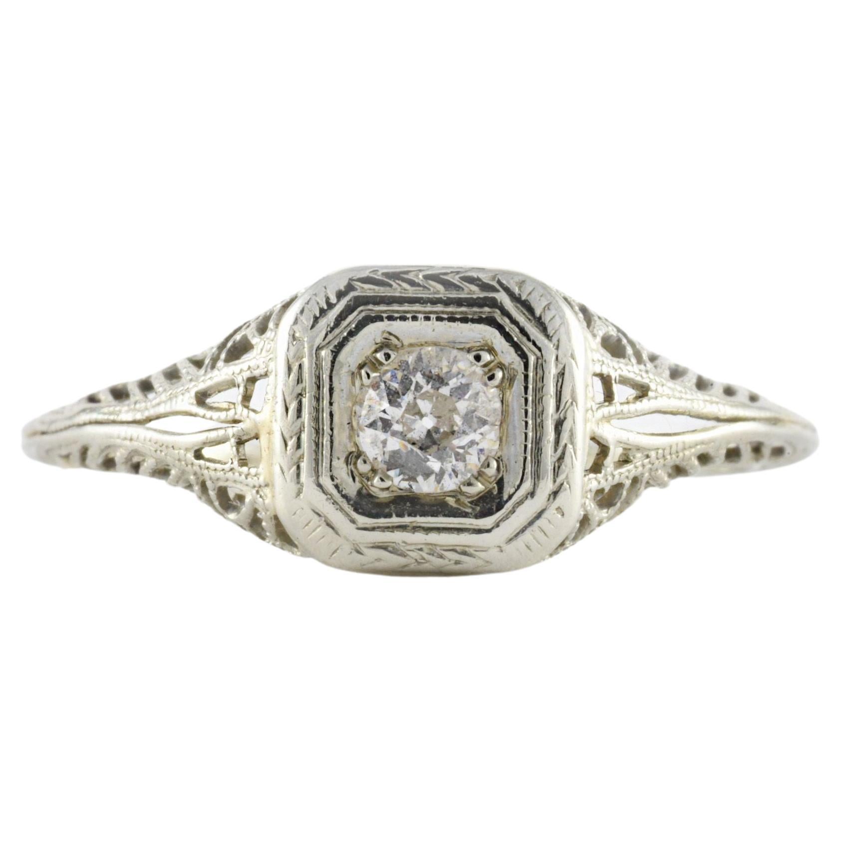 Art Deco Diamond and Filigree Ring  For Sale