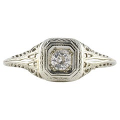 Vintage Art Deco Diamond and Filigree Ring 
