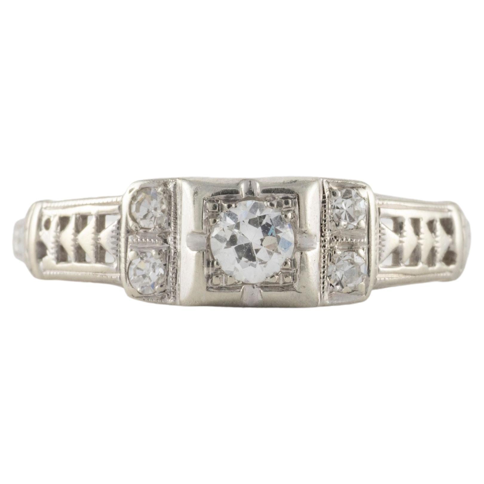 Art Deco Diamond and Filigree Ring  For Sale
