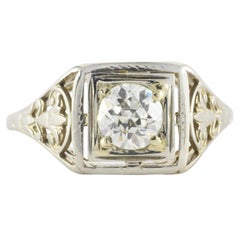Art Deco Diamond Solitaire Engagement Ring