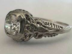 Art Deco Diamond and Filigree Solitaire Ring