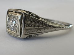 Art Deco Diamant und filigraner Solitärring