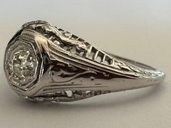 Art Deco Diamond and Filigree Solitaire Ring