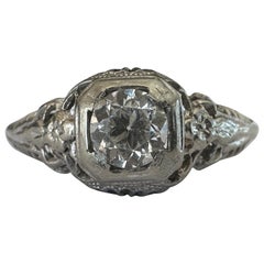 Art Deco Diamond and Filigree Solitaire Ring