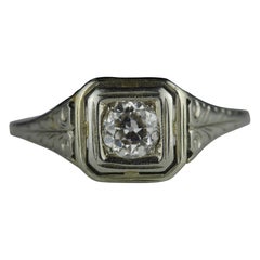 Anello solitario con diamante Art Deco
