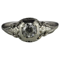 Art Deco Diamond and Filigree Solitaire Ring