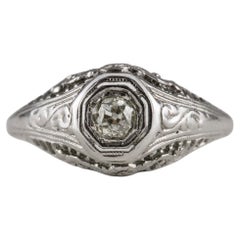 Art Deco Diamond and Filigree Solitaire Ring