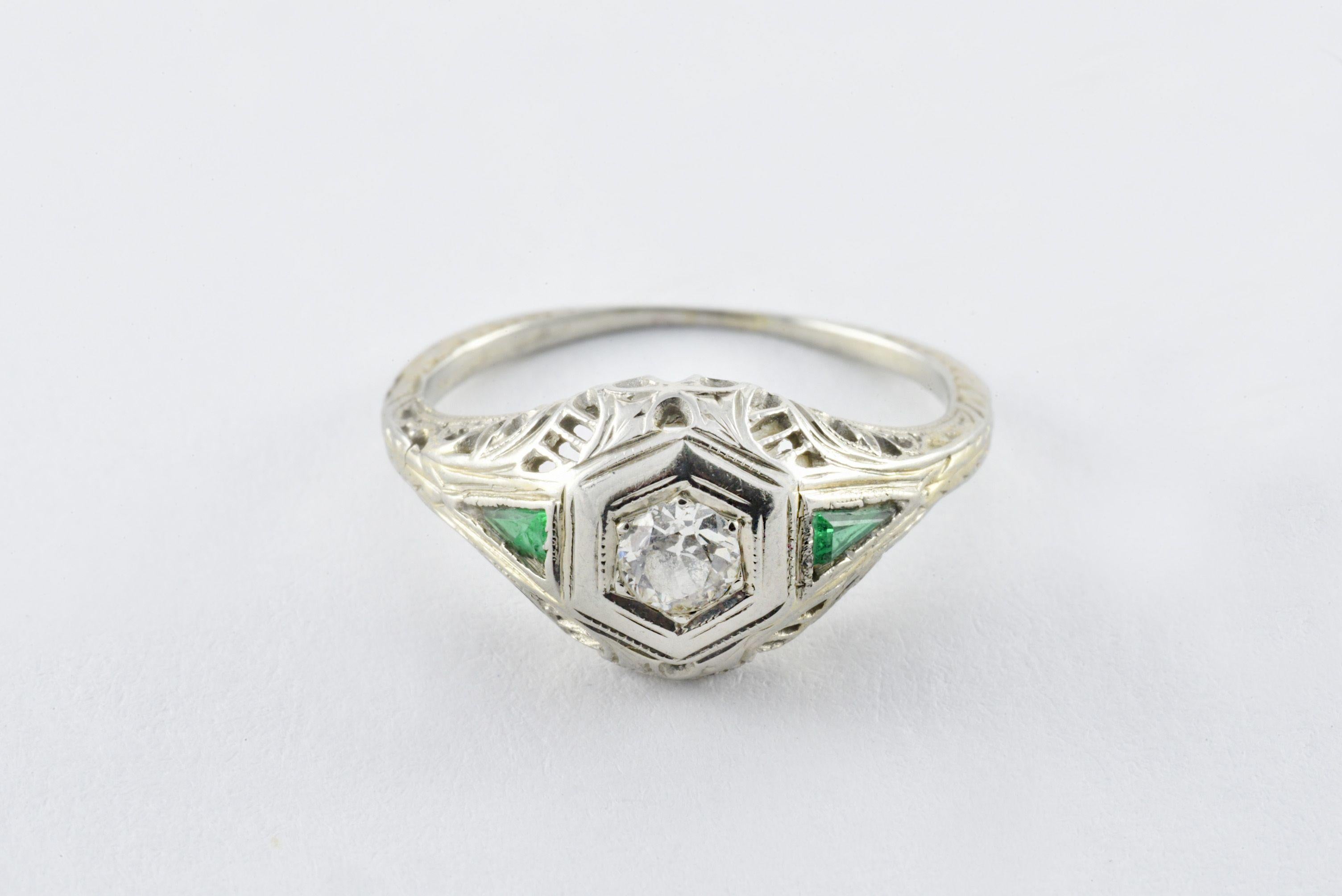 art deco emerald ring