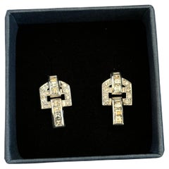 Art Deco Ohrringe aus Diamant und Graugold 18k