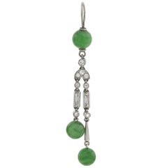 Art Deco Diamond and Jadeite Jade Dangle Earrings