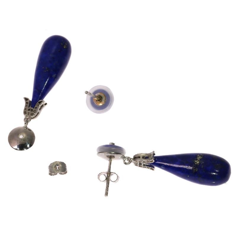 Art Deco Diamond and Lapis Lazuli Dangle Earrings 1