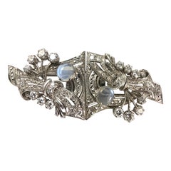 Antique Art Deco Diamond and Moonstone Brooch and Lapel Brooches